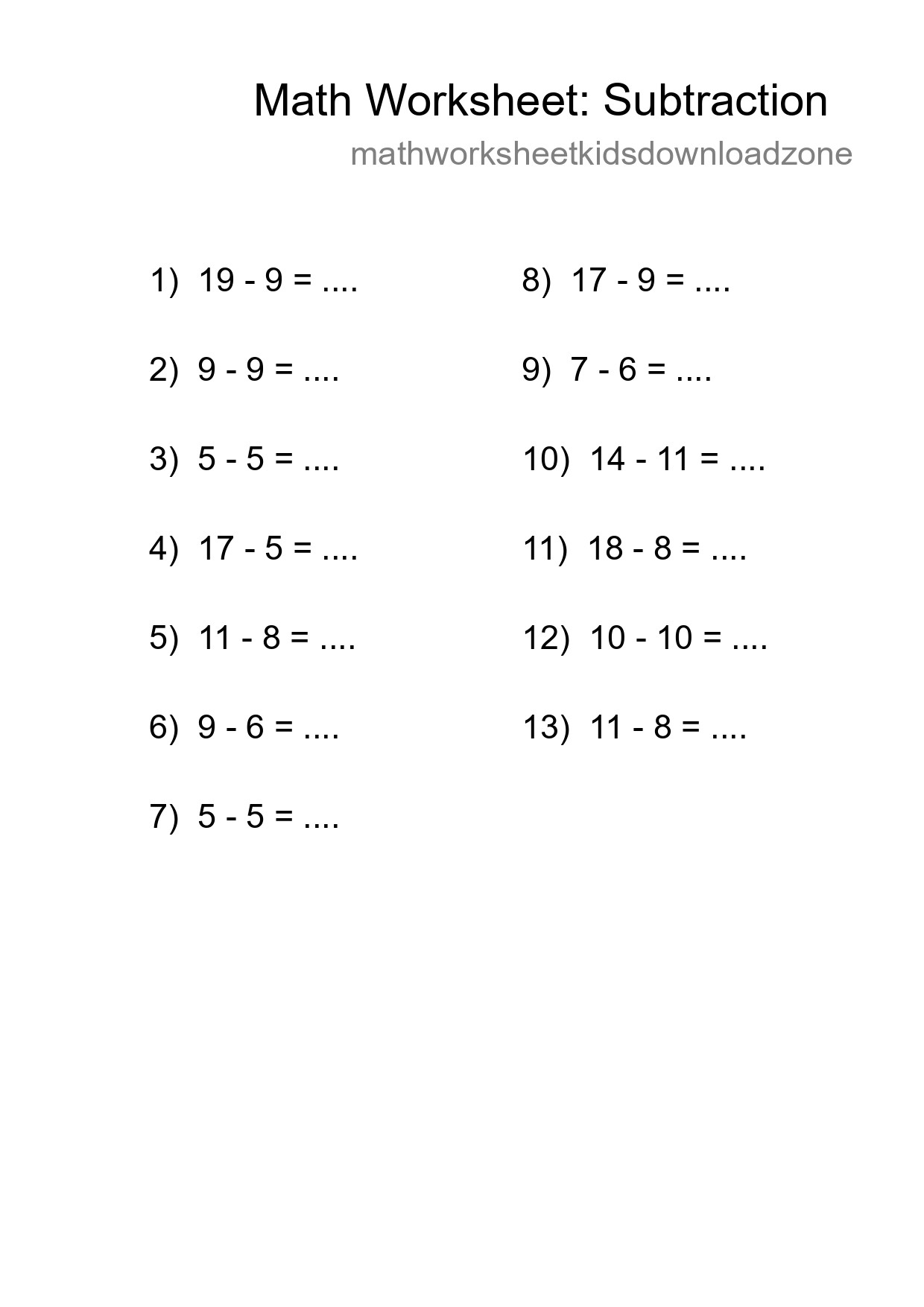 Free 13 Subtraction Math Worksheet For Grade 2 - Part 184