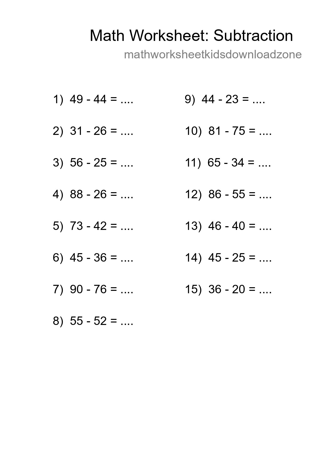 Free 15 Subtraction Math Worksheet For Grade 3 With Answers - Part 96