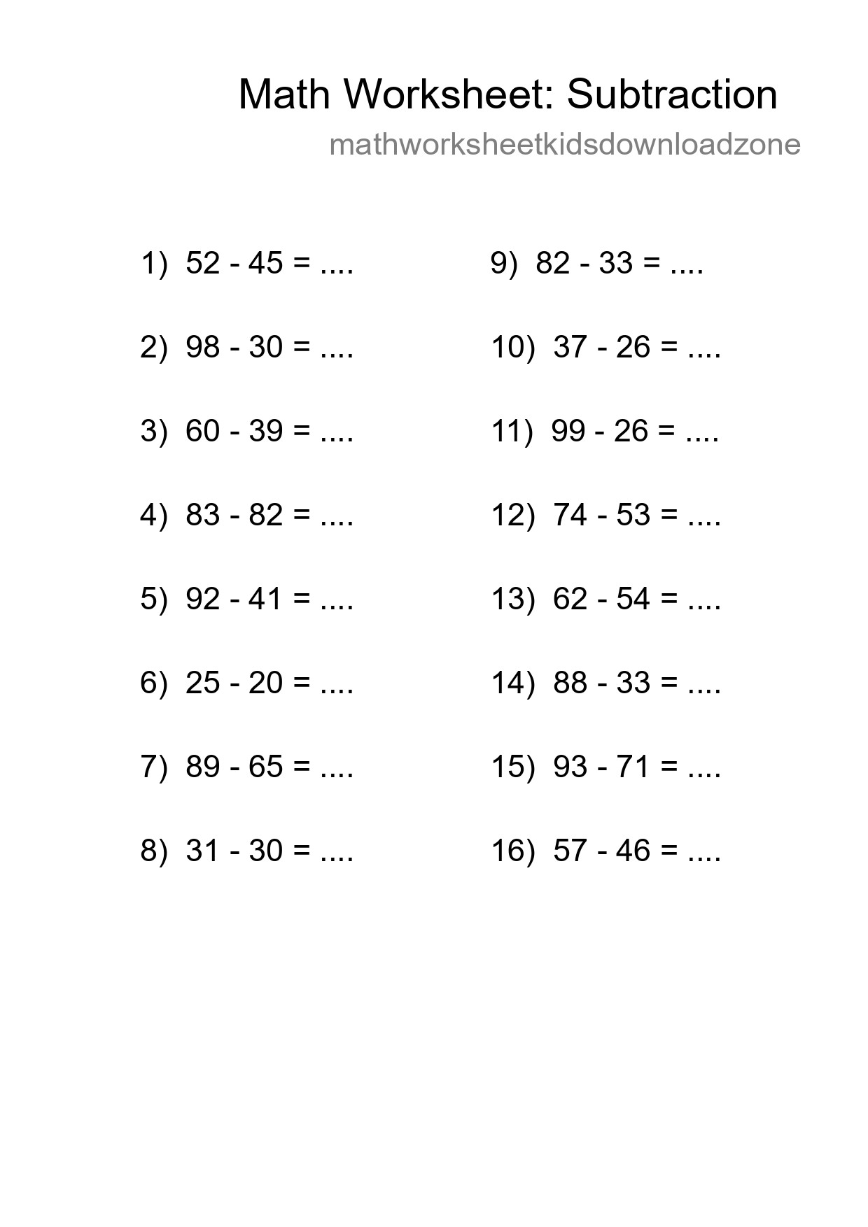 Free 16 Subtraction Math Worksheet For Grade 3 - Part 217