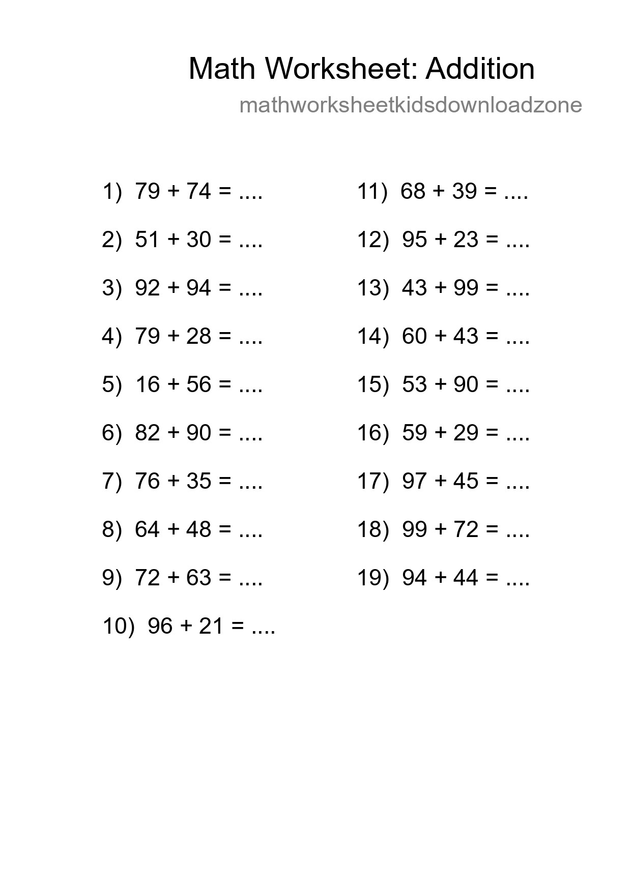 Free 19 Addition Math Worksheet For Grade 3 - Part 133