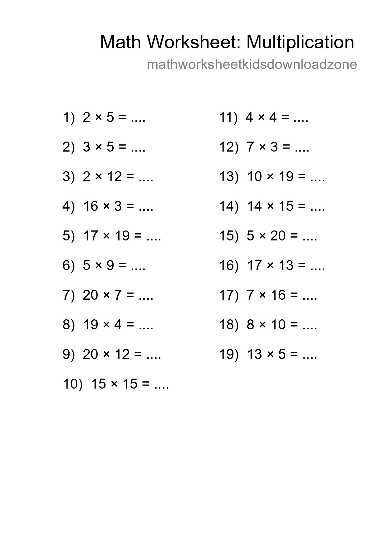 Free 19 Multiplication Math Worksheet For Grade 2 With Answers - Part 18