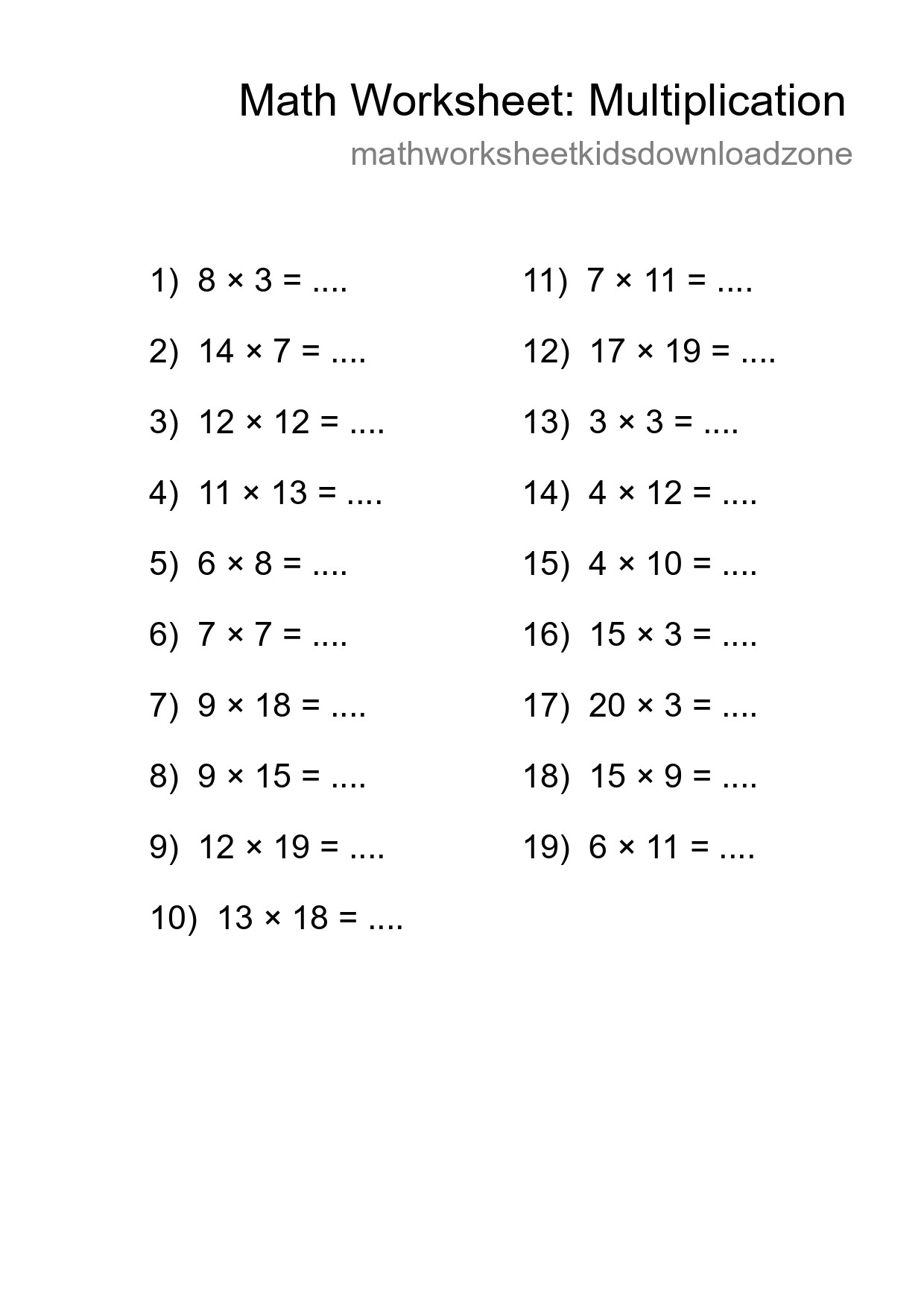 Free 19 Multiplication Math Worksheet For Grade 2 With Answers - Part 227