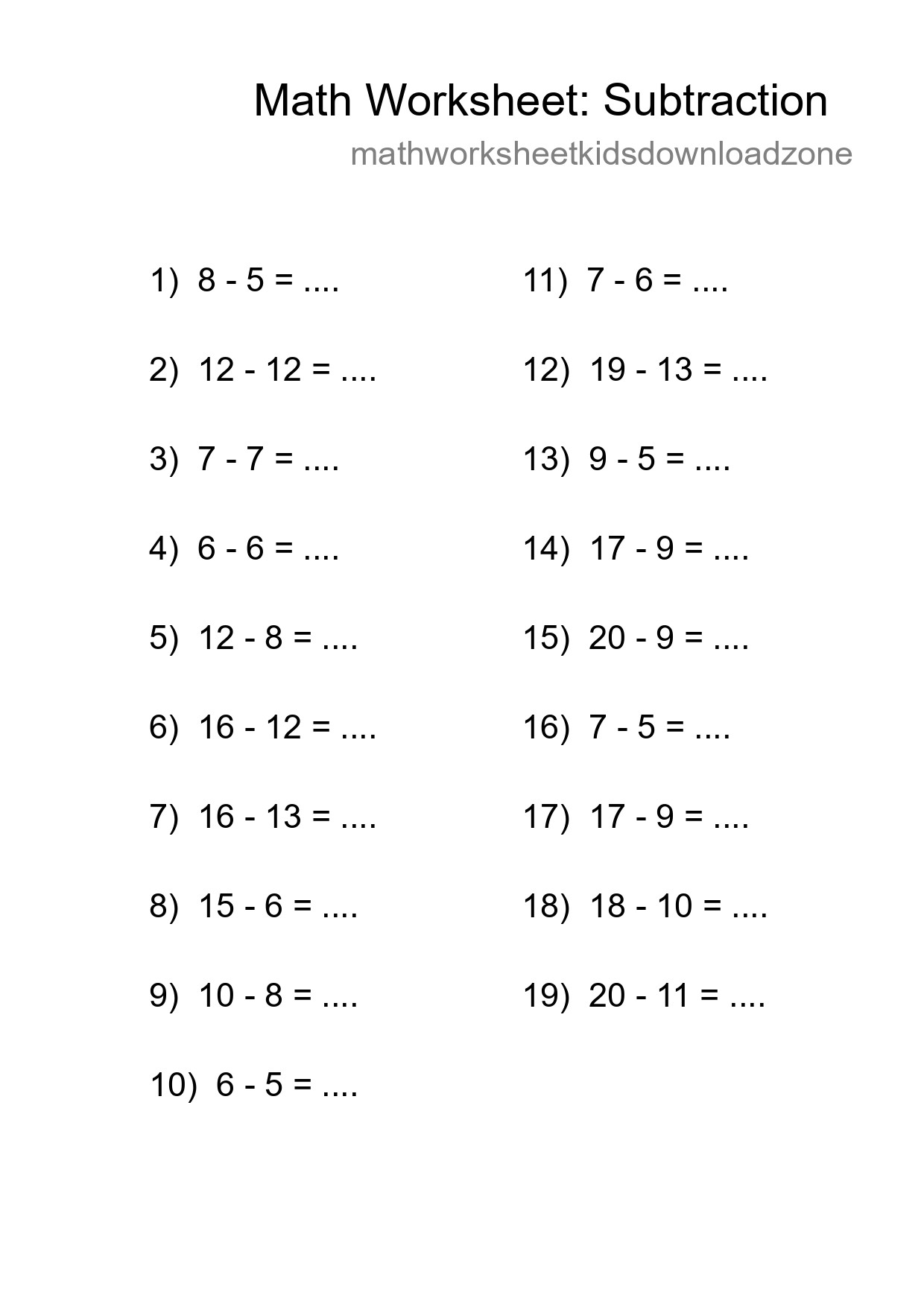 Free 19 Subtraction Math Worksheet For Grade 2 - Part 85