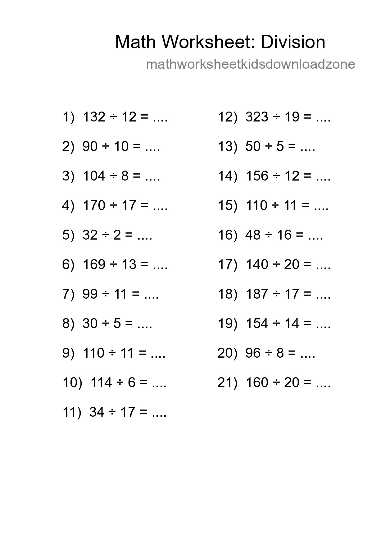 Free 21 Division Math Worksheet For Grade 2 - Part 224