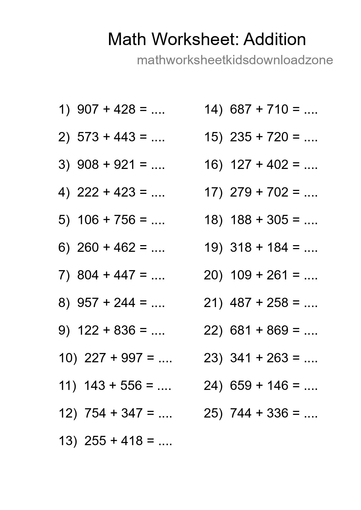 Free 25 Addition Math Worksheet For Grade 5 With Answers - Part 67