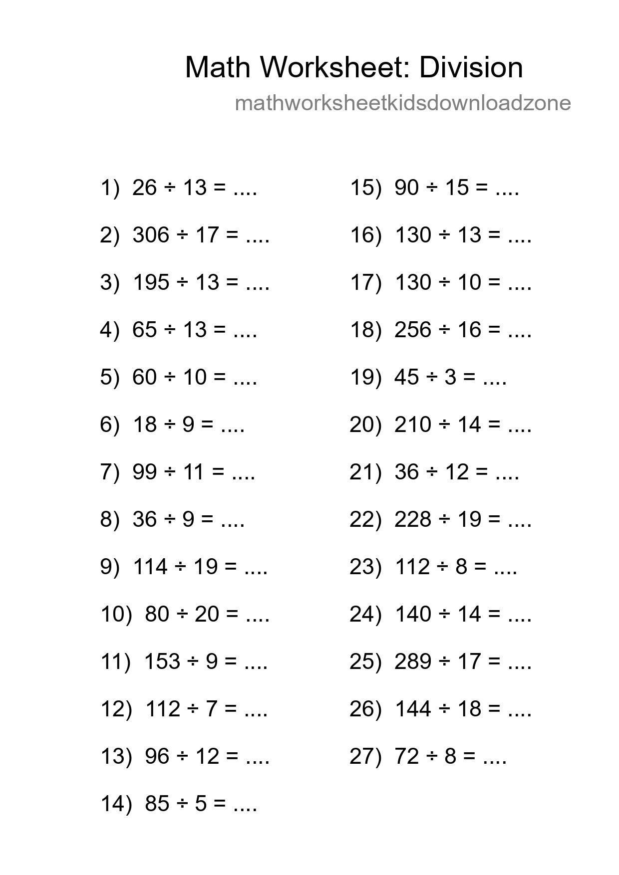 Free 27 Division Math Worksheet For Grade 2 With Answers - Part 136