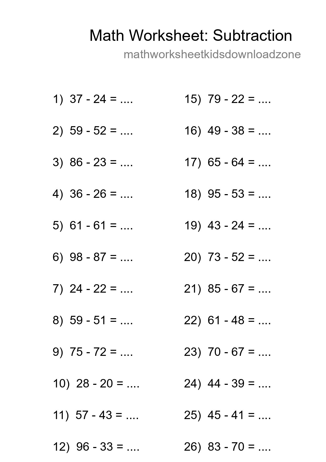 Free 27 Subtraction Math Worksheet For Grade 3 - Part 107