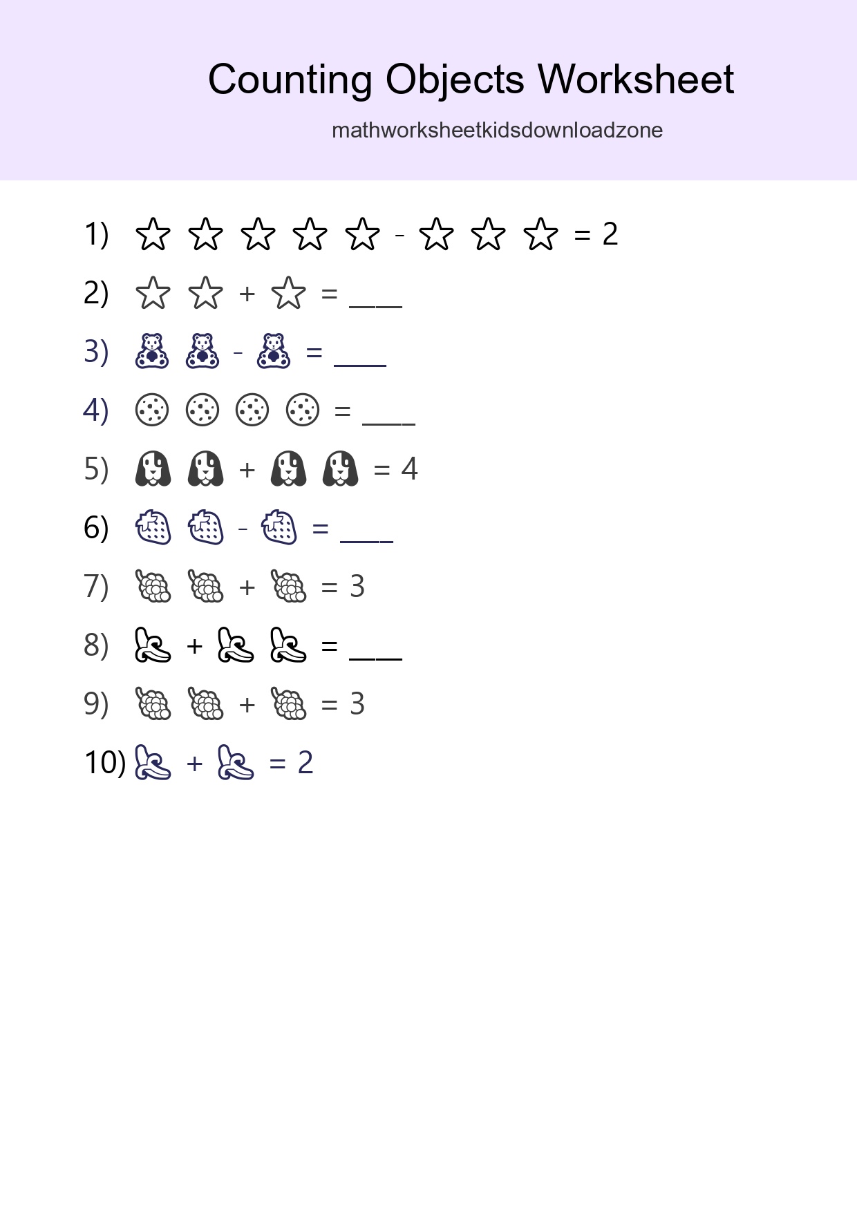 Free Counting Objects Worksheet For Pre-K Printable - Part 80