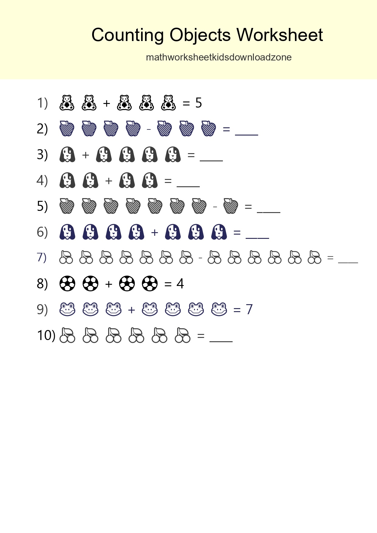 Kindergarten Count The Objects Worksheet - Part 124