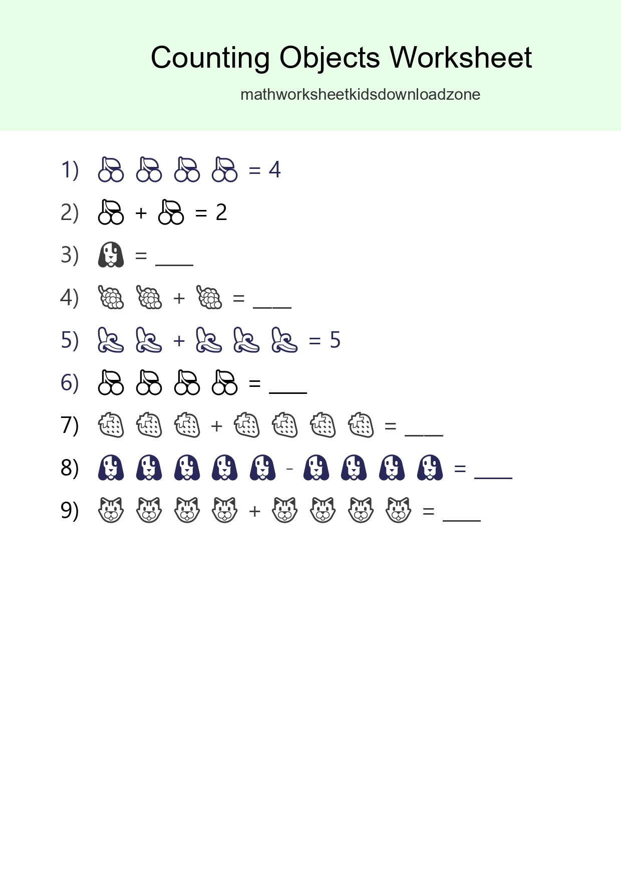Kindergarten Count The Objects Worksheet - Part 234