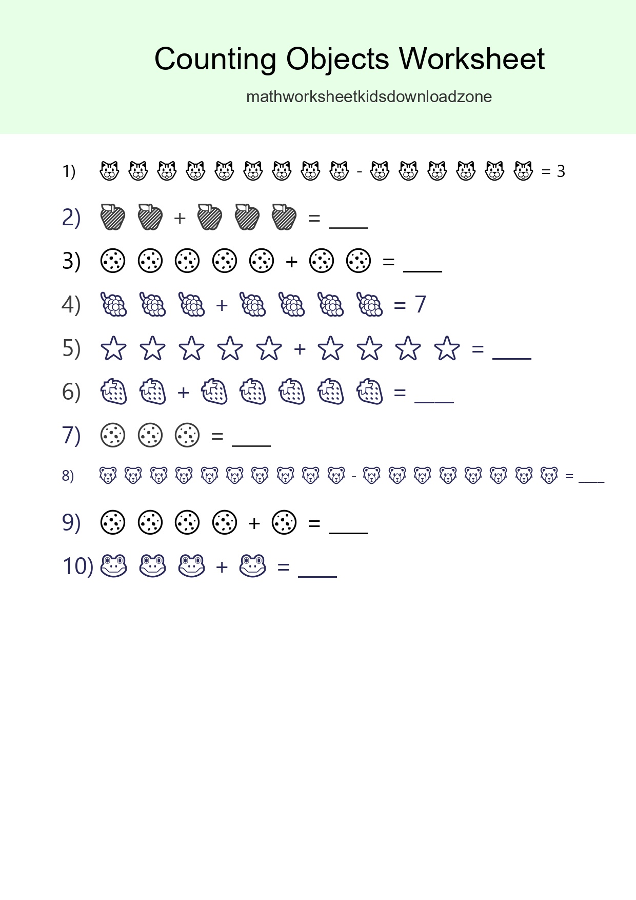 Learn Counting With Pictures Worksheet (Kindergarten) - Part 36