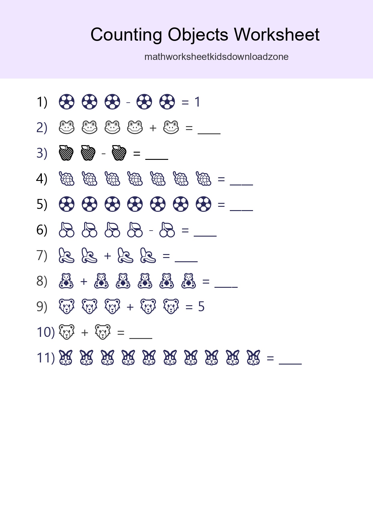 Learn Counting With Pictures Worksheet (Kindergarten) - Part 91