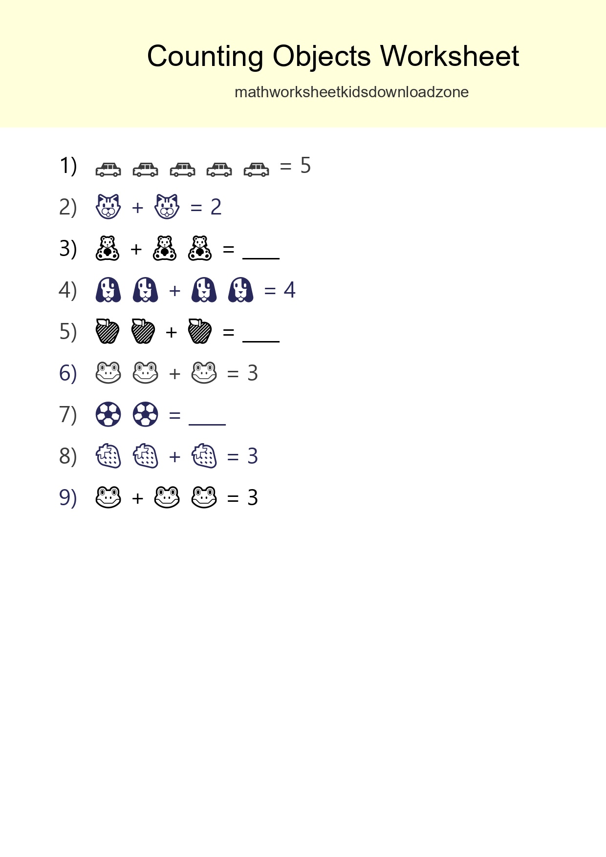 Learn Counting With Pictures Worksheet (Pre-K) - Part 3