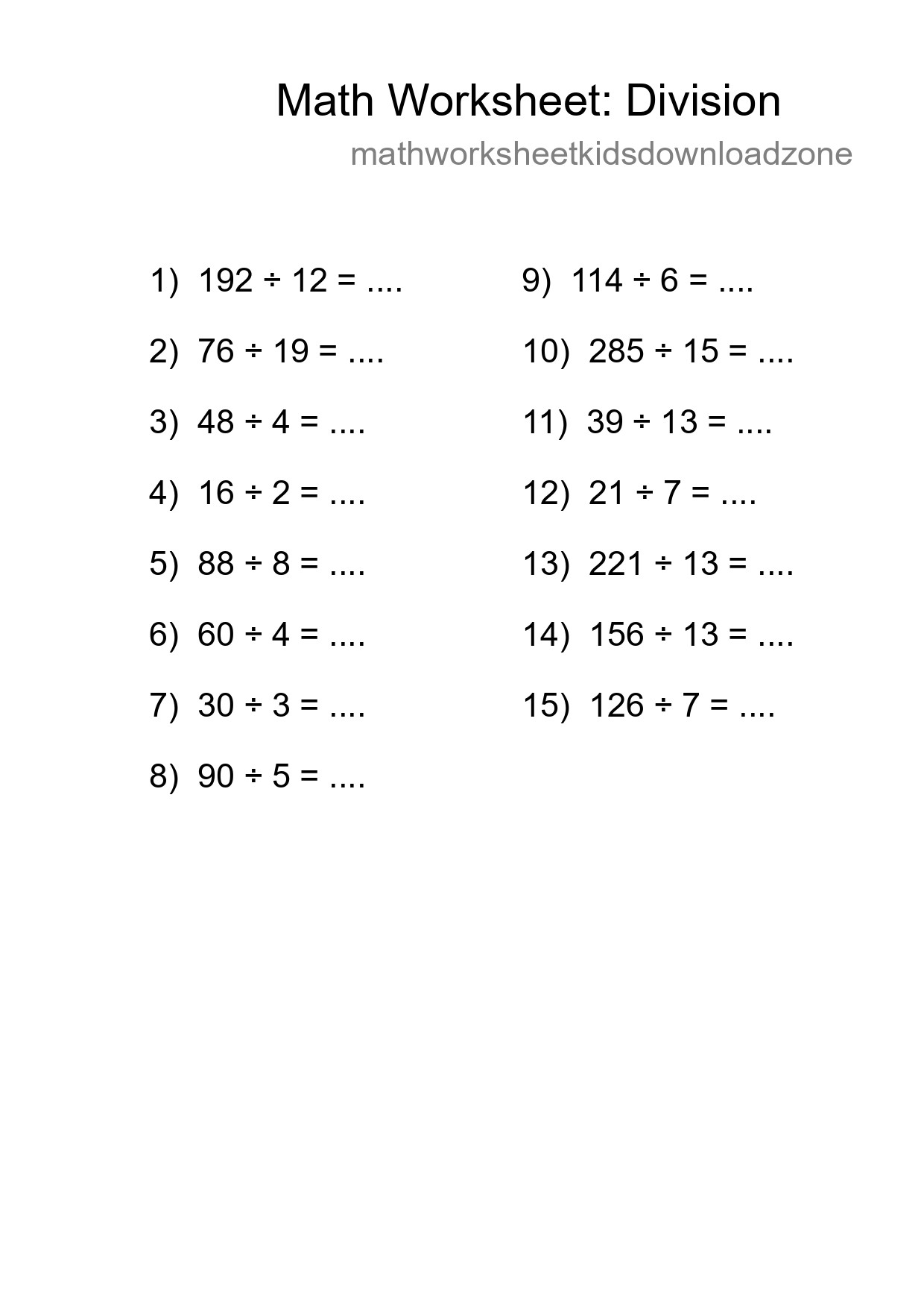 Printable Free 15 Division Math Worksheet For Grade 2 - Part 26