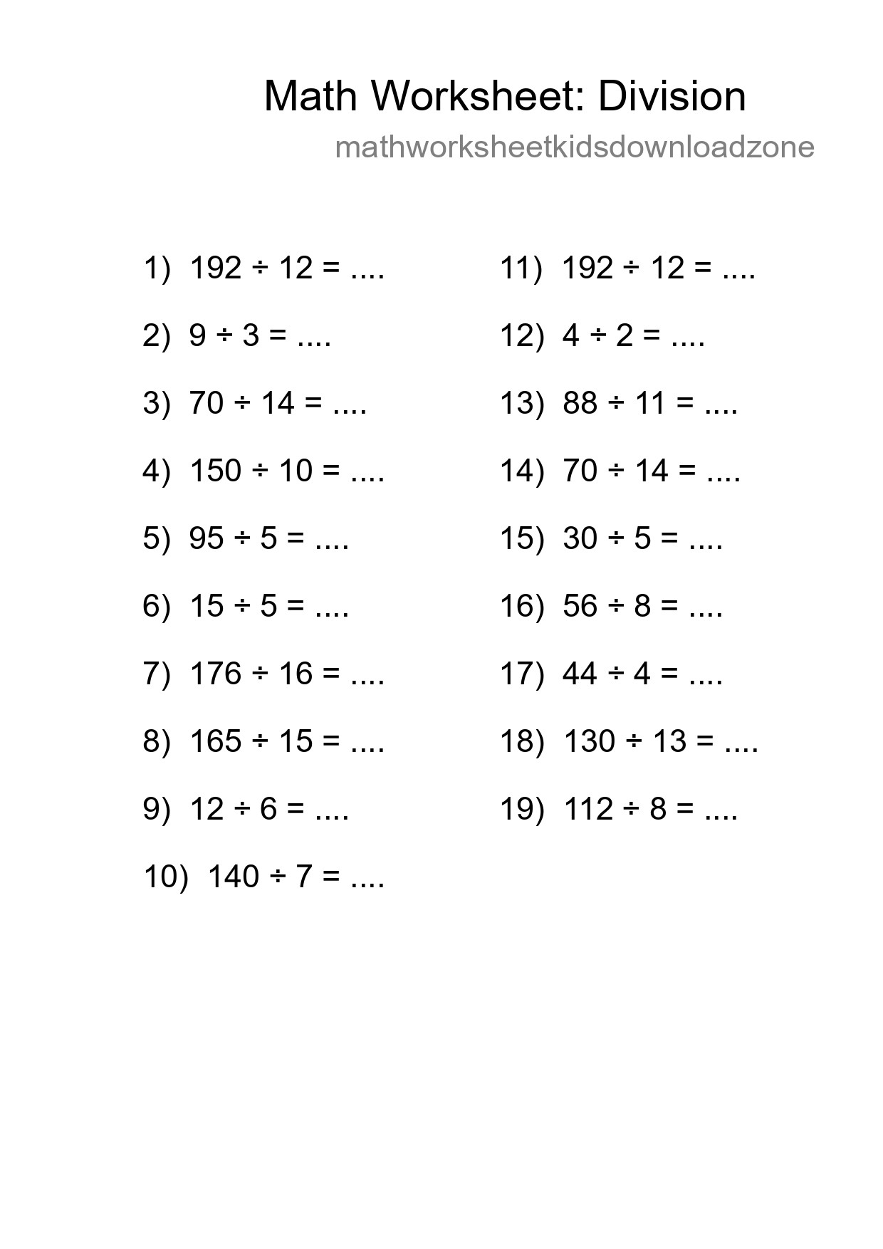 Printable Free 19 Division Math Worksheet For Grade 2 - Part 59