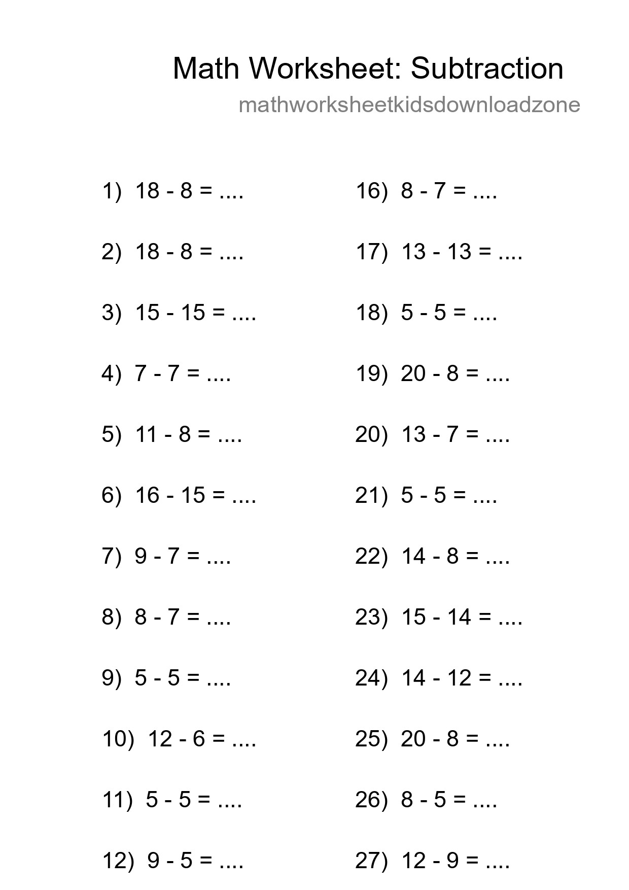 Printable Free 30 Subtraction Math Worksheet For Grade 2 - Part 140